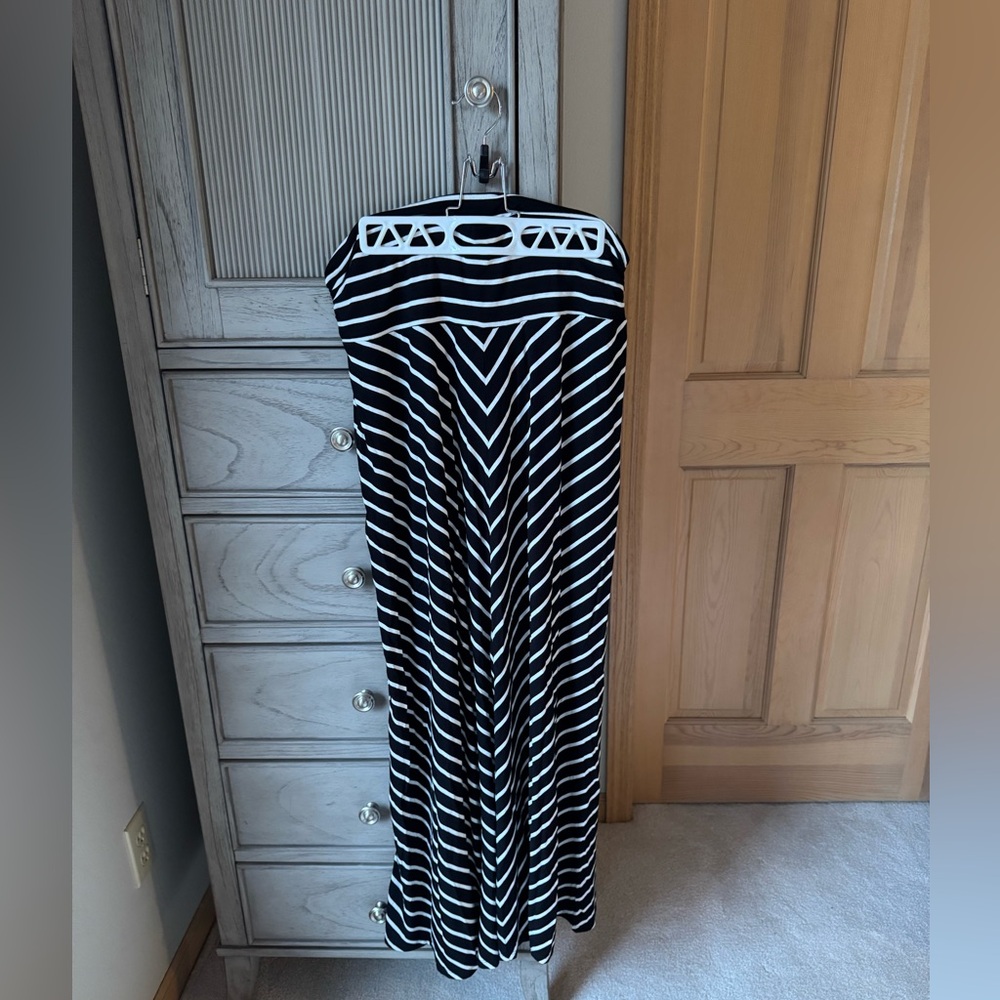 Black and White Striped Maxi Skirt